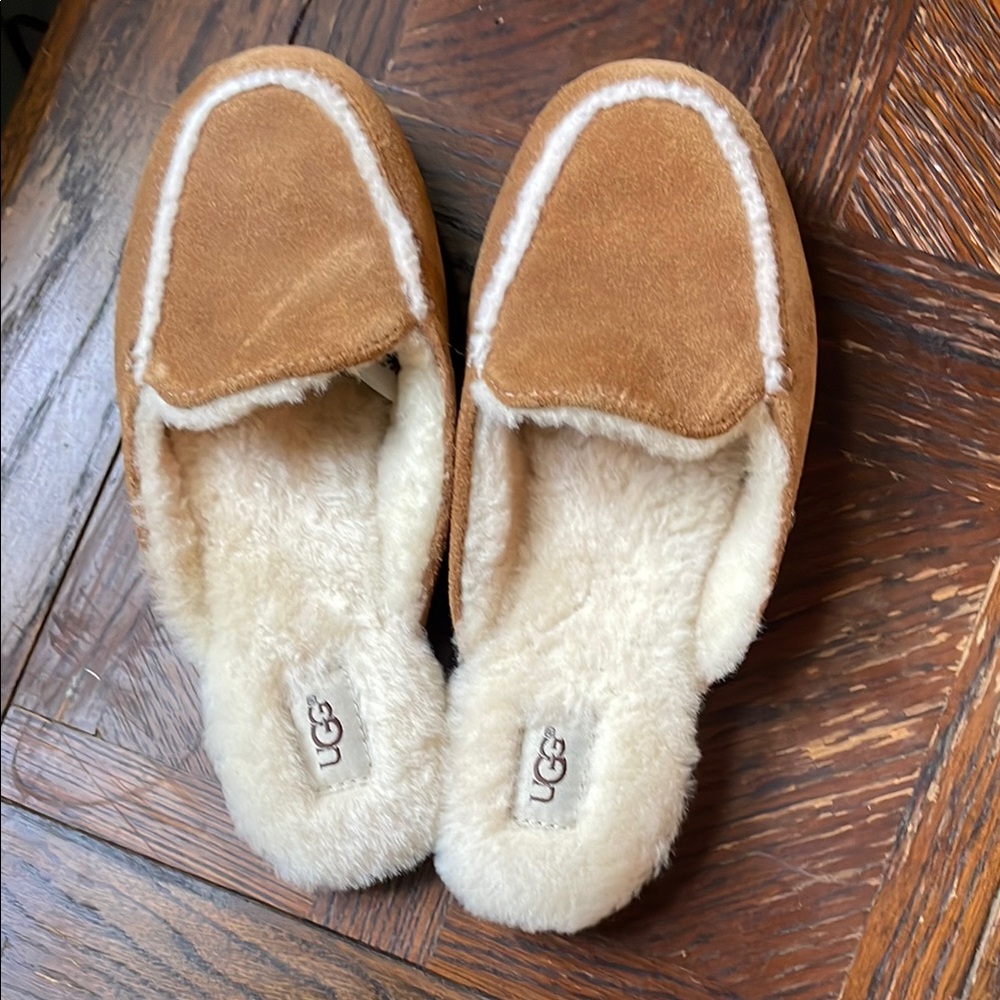 UGG Lane Chestnut Suede Shearling Slippers